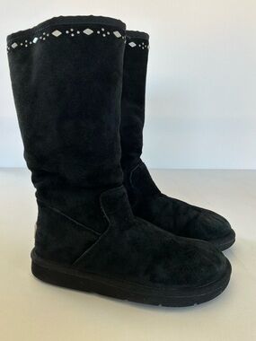 UGG Australia Black Suede Studded Tall Sheepskin Boots Women’s Size 5